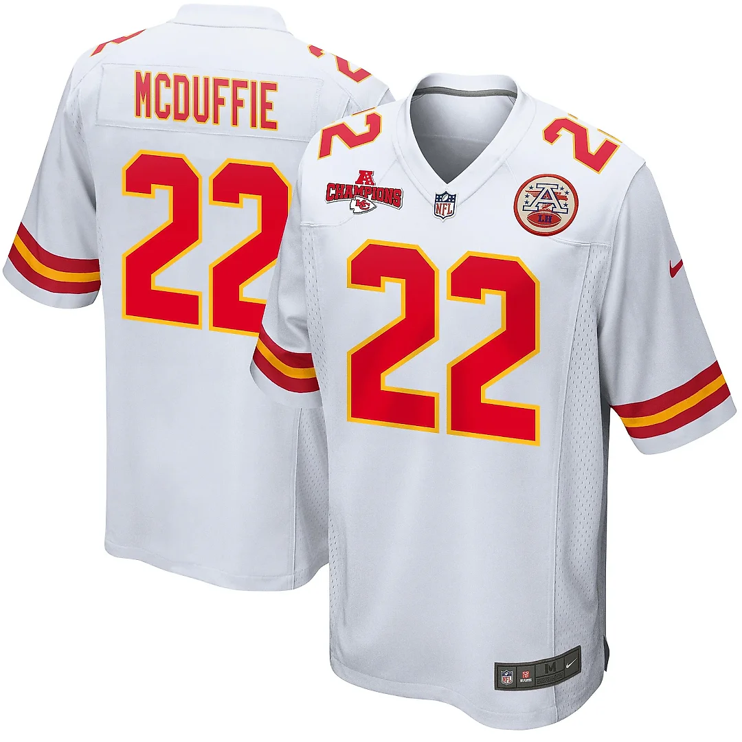 Zennovawear Trent McDuffie 22 Kansas City Chiefs AFC Champions Patch Game Men Jersey - White