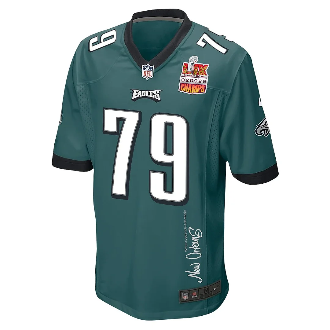 Zennovawear Trevor Keegan 79 Philadelphia Eagles Super Bowl LIX Champions Patch 'New Orleans - Where Legends Are Made' EMBROIDERED Game Men Jersey...