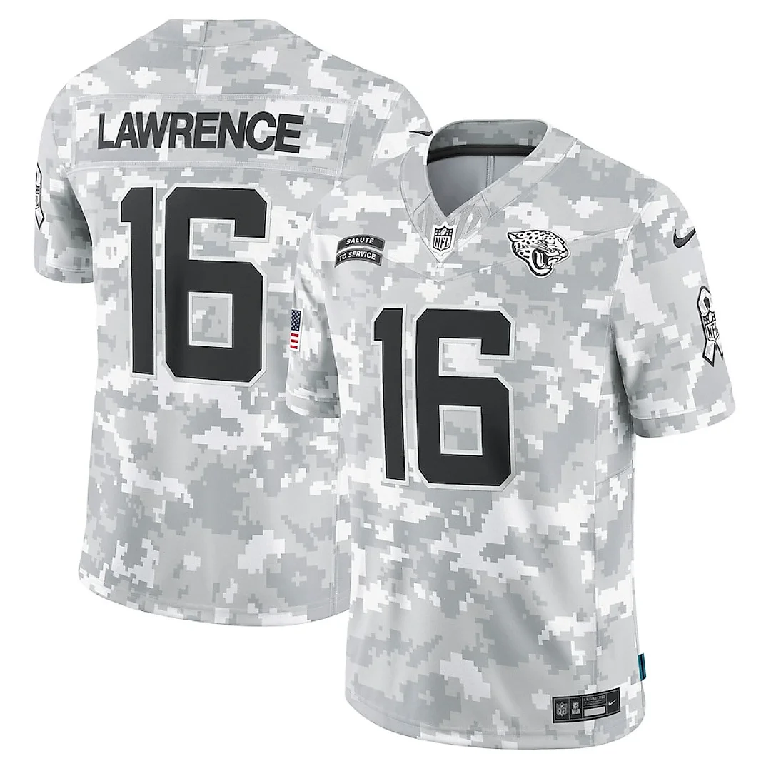 Zennovawear Trevor Lawrence 16 Jacksonville Jaguars 2024 Salute to Service Limited Men Jersey - Arctic Camo