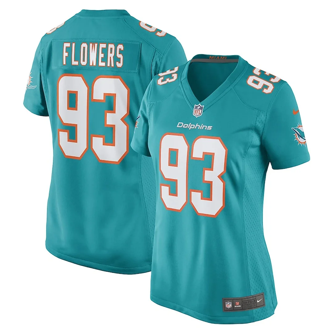 Zennovawear Trey Flowers 93 Miami Dolphins Women Game Jersey - Aqua