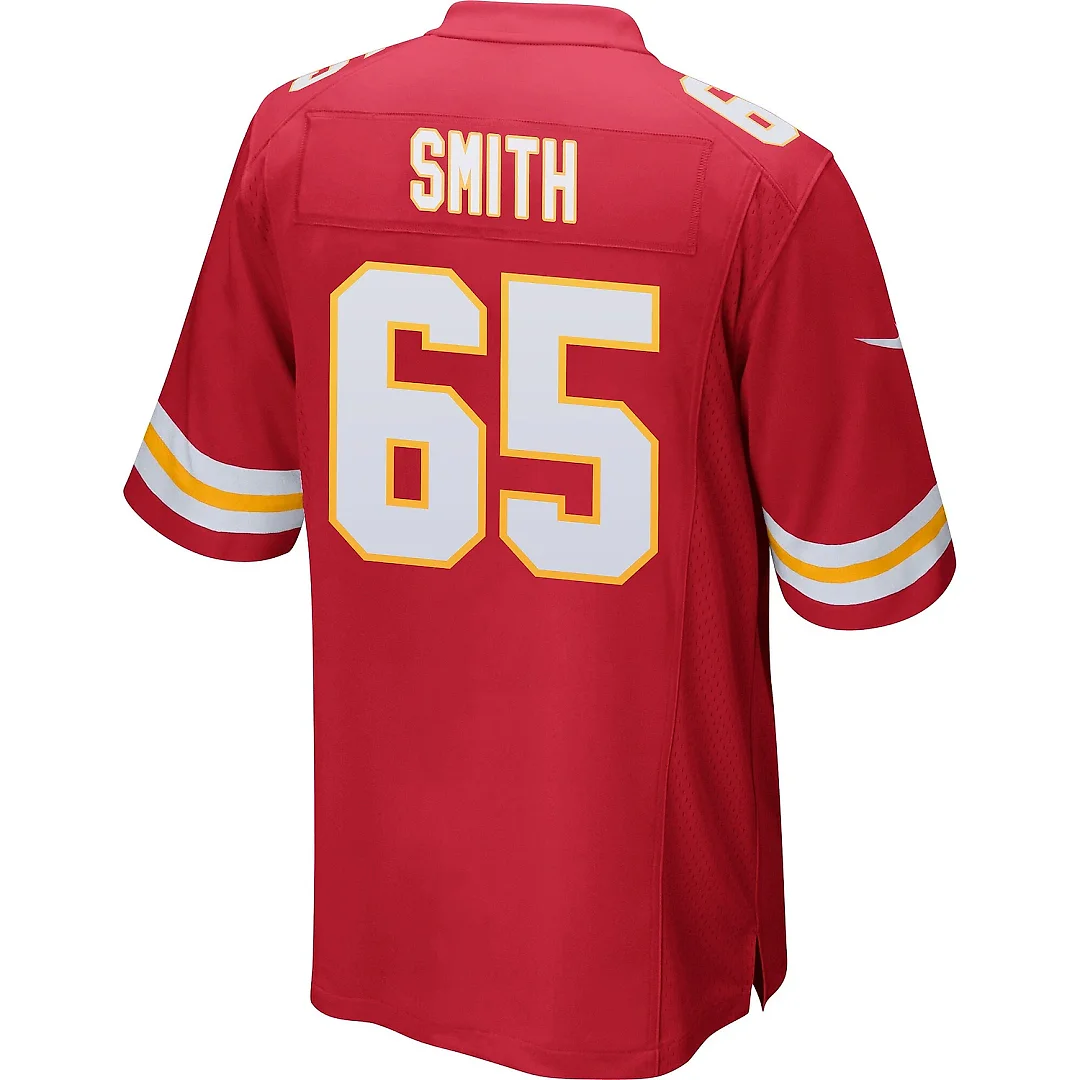Zennovawear Trey Smith 65 Kansas City Chiefs AFC Champions Patch Game Men Jersey - Red