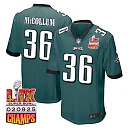 Zennovawear Tristin McCollum 36 Philadelphia Eagles Super Bowl LIX Champions Patch Game Men Jersey - Midnight Green