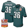 Zennovawear Tristin McCollum 36 Philadelphia Eagles Super Bowl LIX Champions Patch Game Men Jersey - Midnight Green