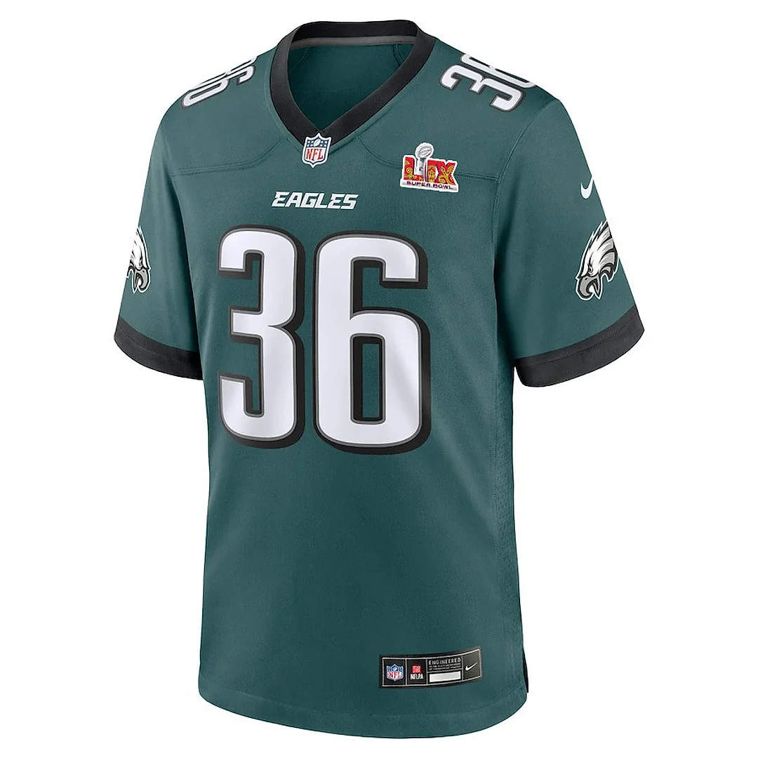 Zennovawear Tristin McCollum 36 Philadelphia Eagles Super Bowl LIX Jersey - Men's - Midnight Green