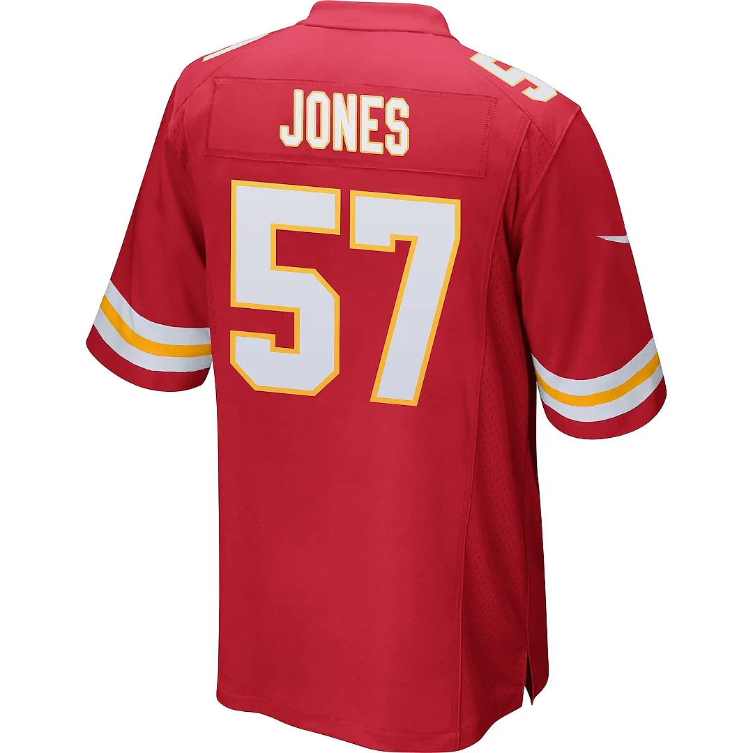 Zennovawear Truman Jones 57 Kansas City Chiefs AFC Champions Patch Game Men Jersey - Red