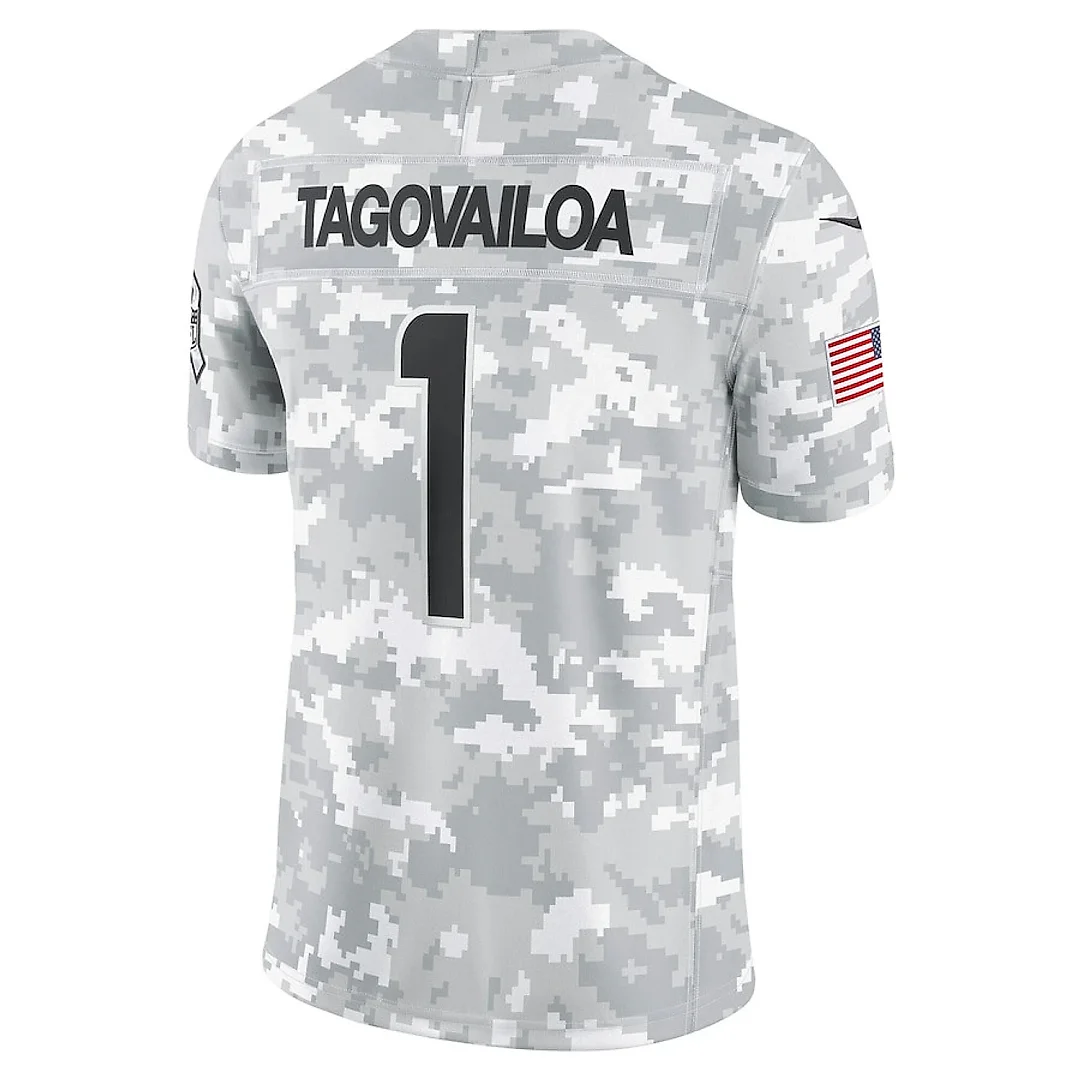 Zennovawear Tua Tagovailoa 1 Miami Dolphins 2024 Salute to Service Limited Men Jersey - Arctic Camo