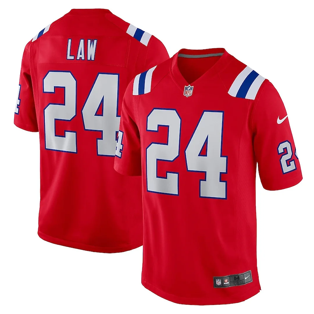Zennovawear Ty Law 24 New England Patriots Men Retired Alternate Game Jersey - Red