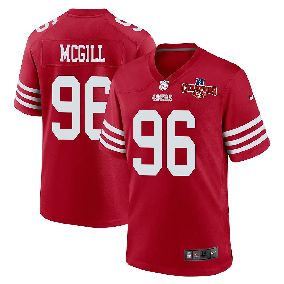 Zennovawear T.Y. McGill 96 San Francisco 49ers NFC Champions Patch Game Men Jersey - Scarlet