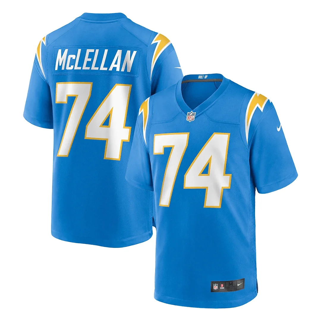 Zennovawear Tyler McLellan 74 Los Angeles Chargers Team Game Men Jersey - Powder Blue
