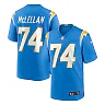 Zennovawear Tyler McLellan 74 Los Angeles Chargers Team Game Men Jersey - Powder Blue
