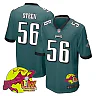 Zennovawear Tyler Steen 56 Philadelphia Eagles Super Bowl LIX New Orleans Patch Game Men Jersey - Midnight Green