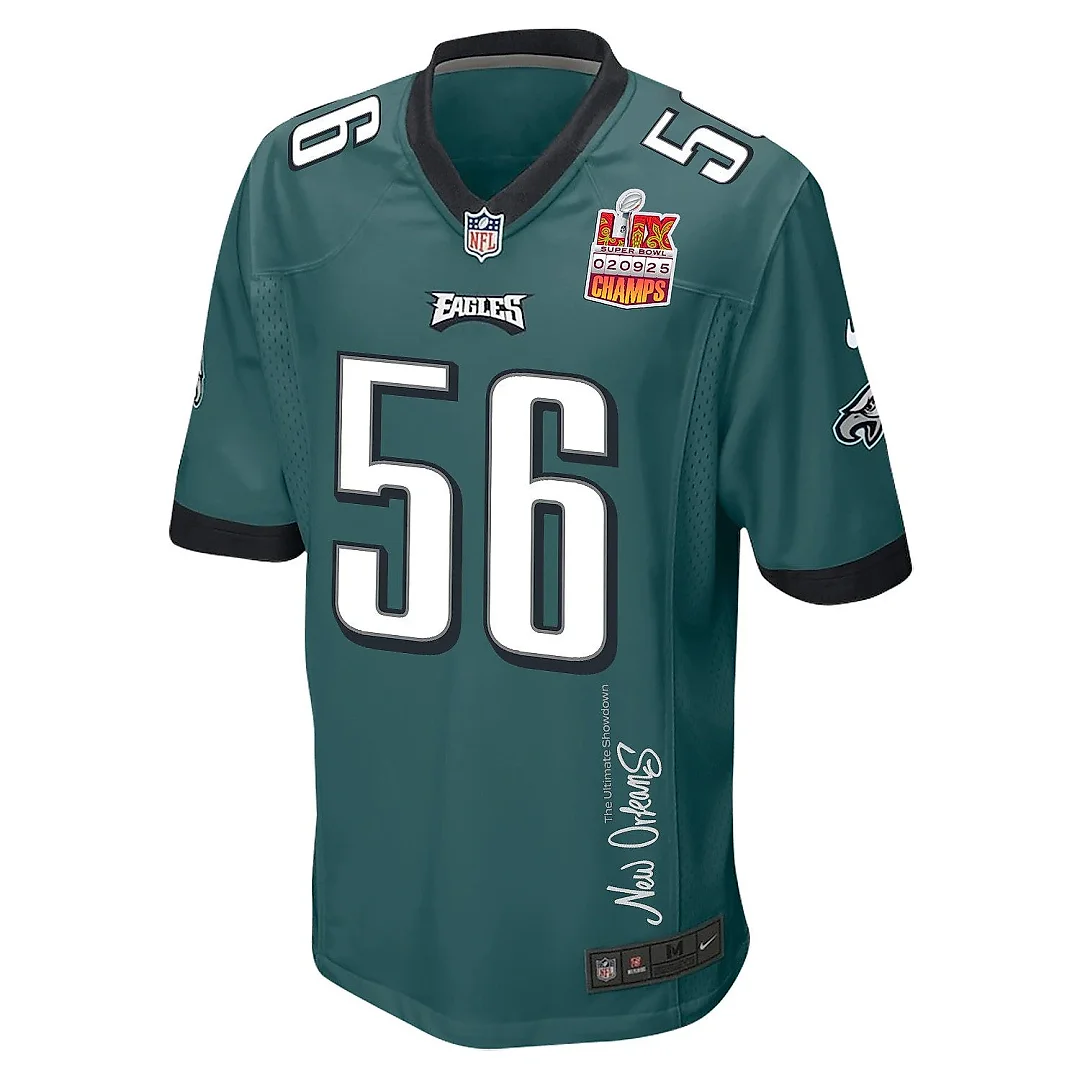 Zennovawear Tyler Steen 56 Philadelphia Eagles Super Bowl LIX Champions Patch 'New Orleans - The Ultimate Showdown' EMBROIDERED Game Men Jersey...