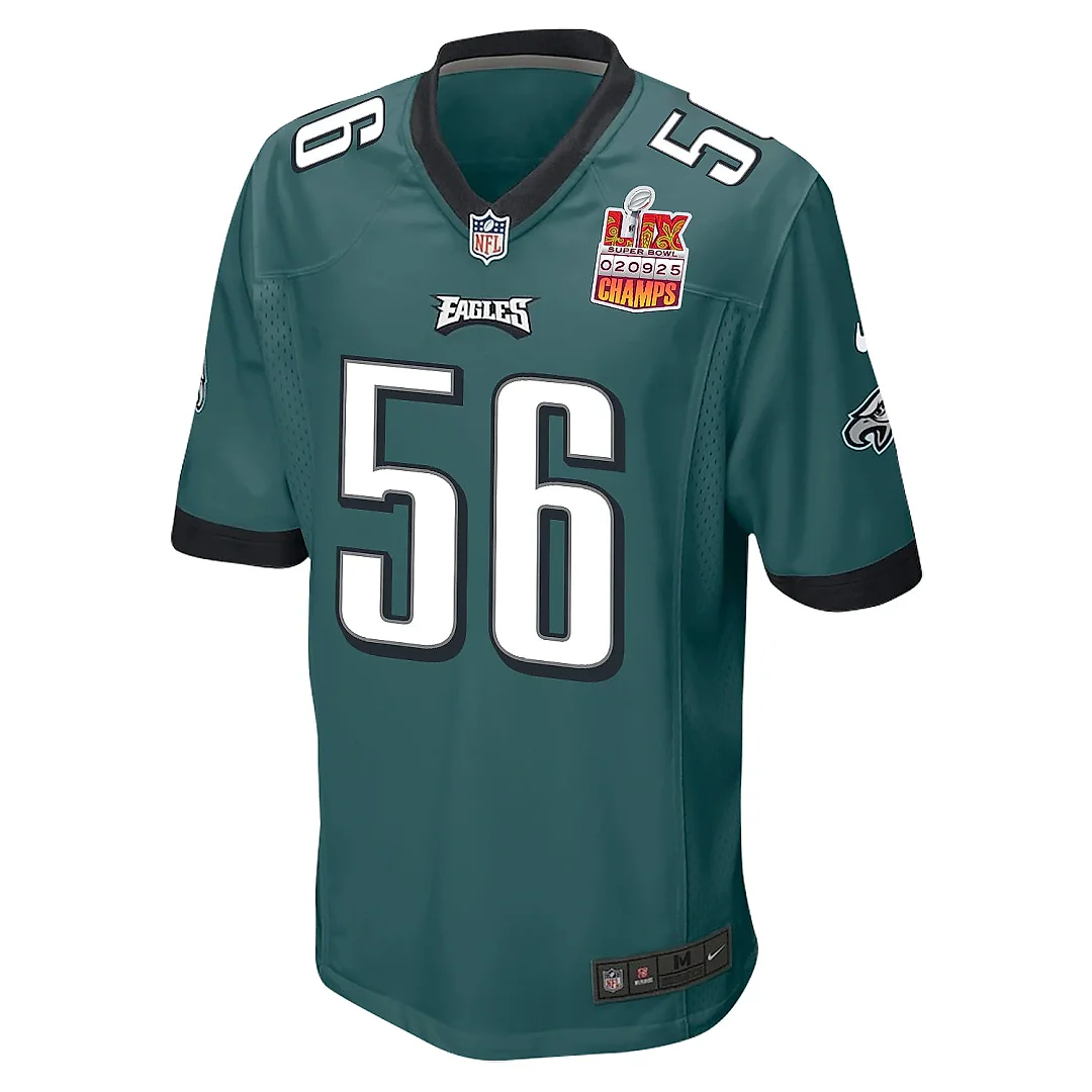 Zennovawear Tyler Steen 56 Philadelphia Eagles Super Bowl LIX Champions Patch Game Men Jersey - Midnight Green