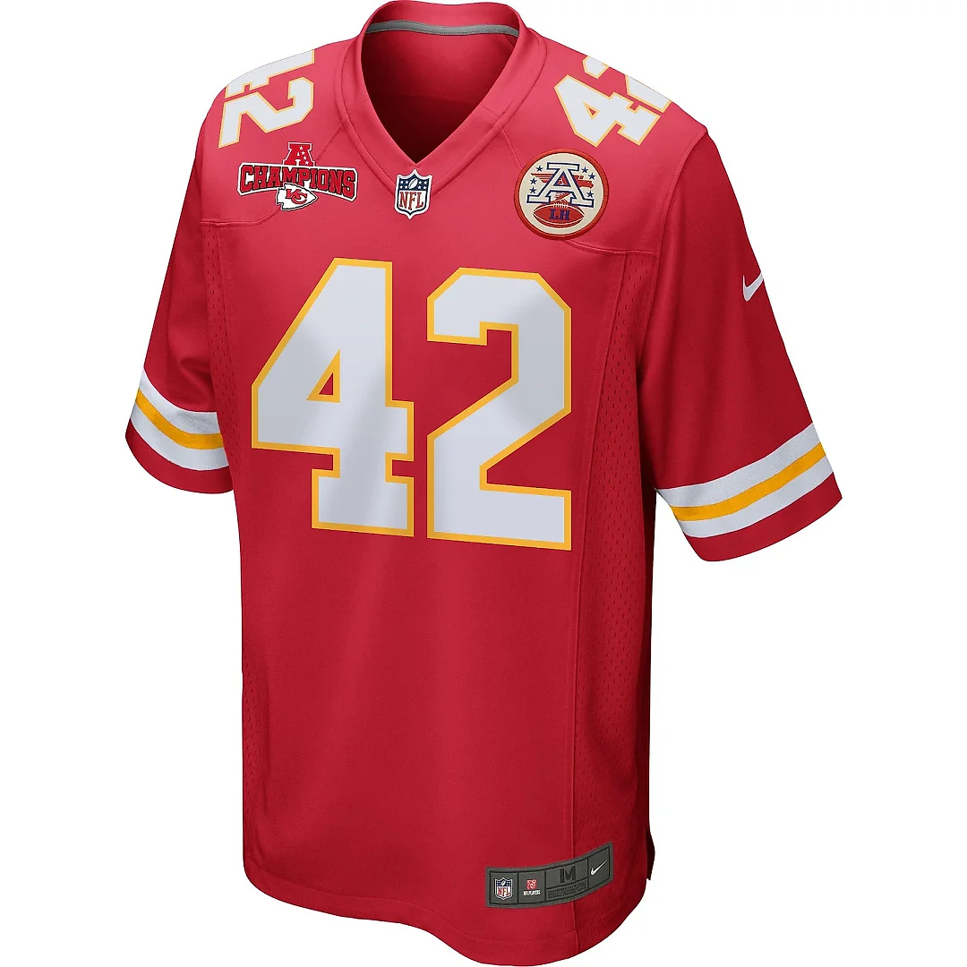Zennovawear Tyree Gillespie 42 Kansas City Chiefs AFC Champions Patch Game Men Jersey - Red