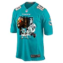 Zennovawear Tyreek Hill 10 Miami Dolphins Run Cheetah Run Game Men Jersey - Aqua