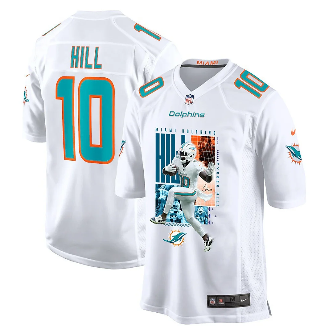 Zennovawear Tyreek Hill 10 Miami Dolphins The Cheetah Game Men Jersey - White
