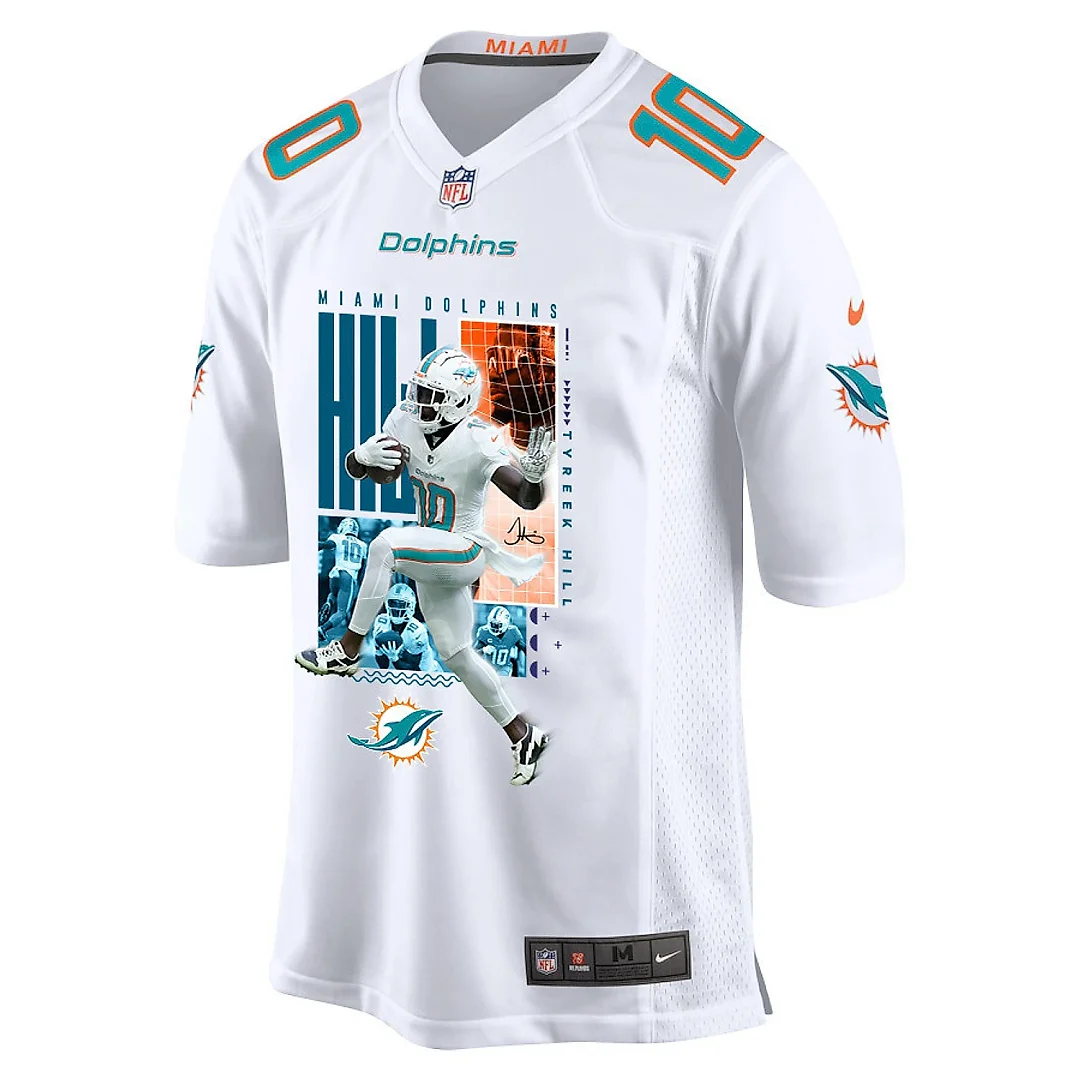 Zennovawear Tyreek Hill 10 Miami Dolphins The Cheetah Game Men Jersey - White