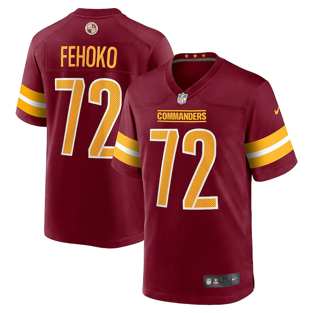 Zennovawear Viliami Fehoko Jr. 72 Washington Commanders Team Game Men Jersey - Burgundy