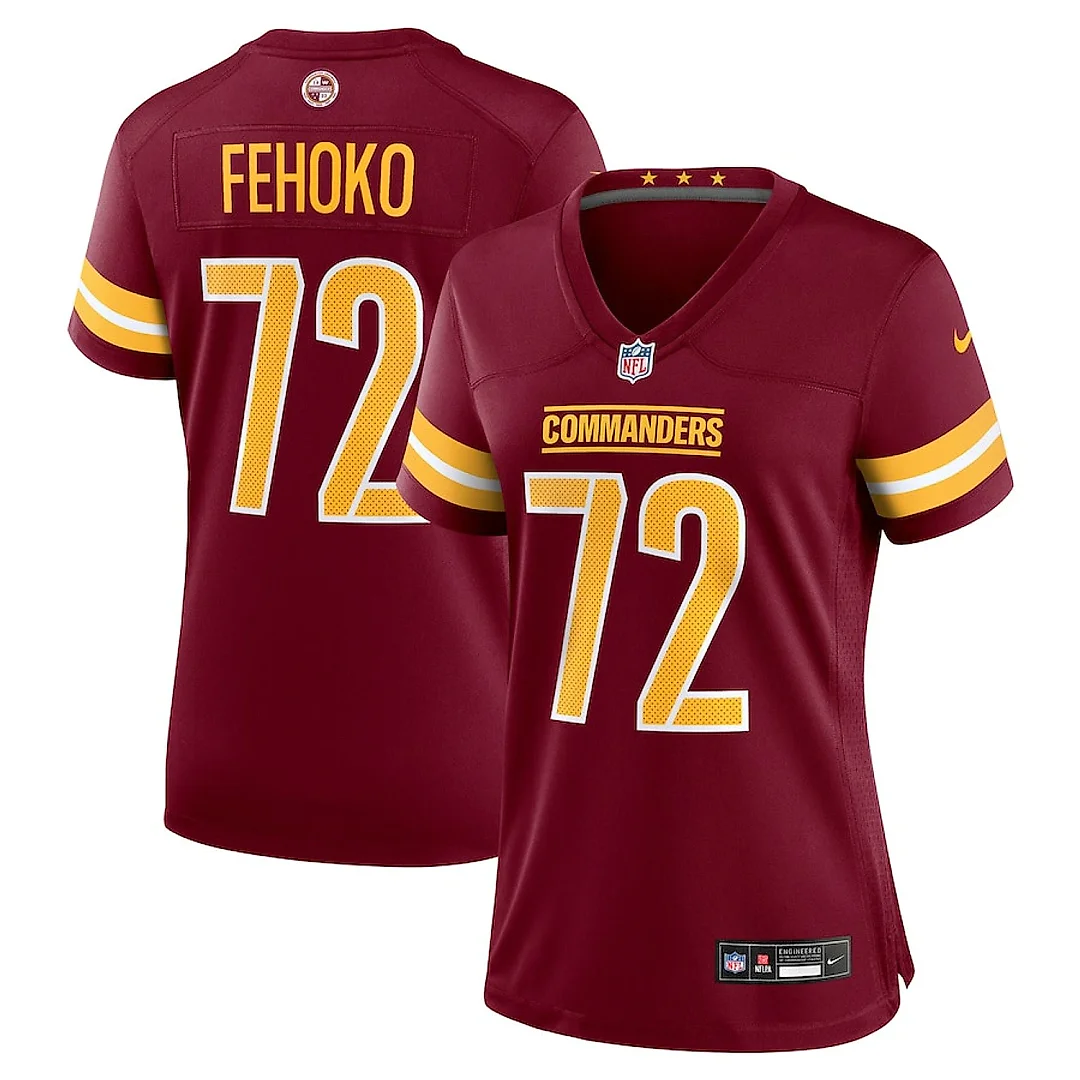 Zennovawear Viliami Fehoko Jr. 72 Washington Commanders Women's Team Game Jersey - Burgundy