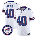 Zennovawear Von Miller 40 Buffalo Bills 50th Charging Logo Patch Game Men Jersey - White
