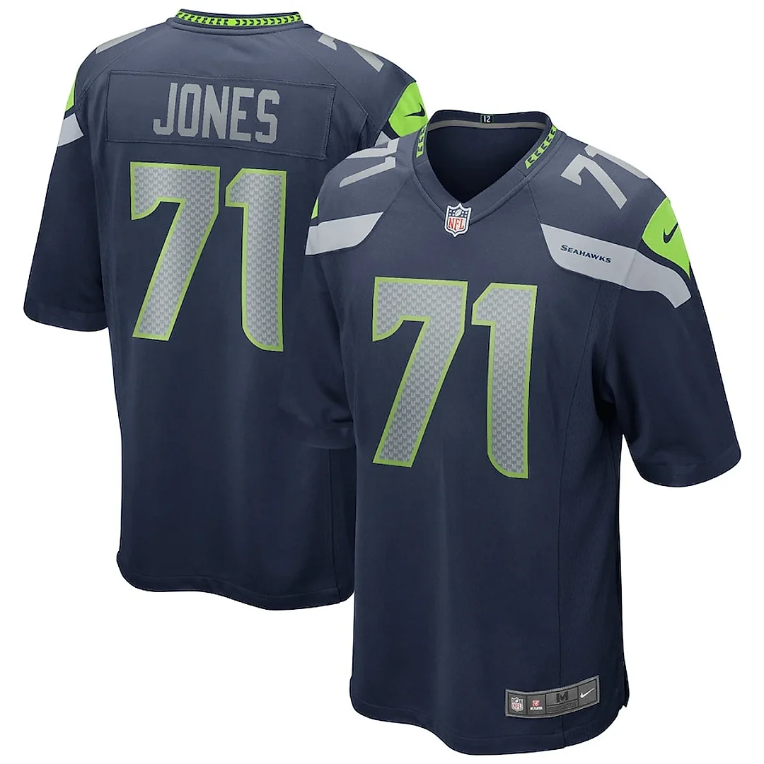 Zennovawear Walter Jones 71 Seattle Seahawks Men Game Retired Jersey - College Navy