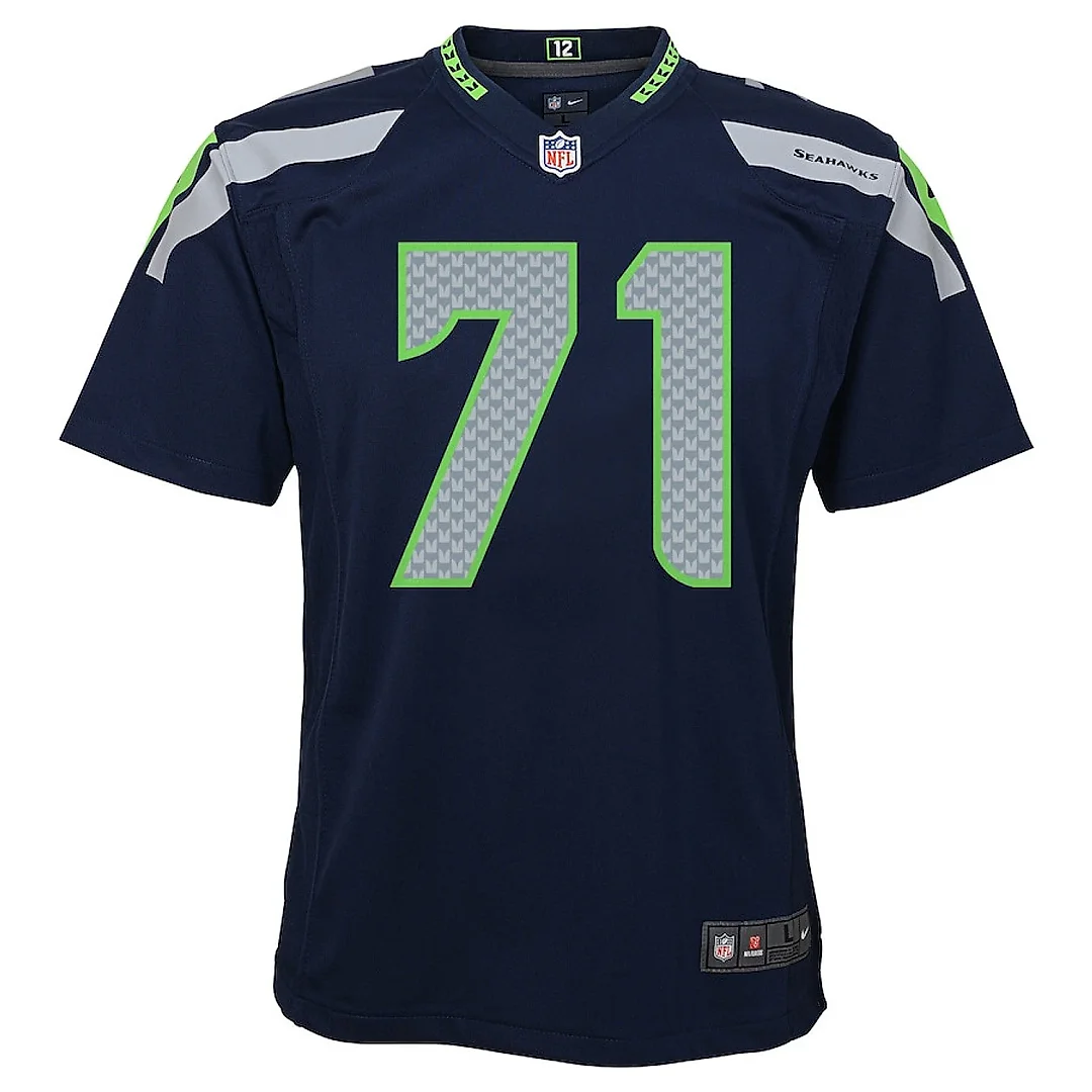 Zennovawear Walter Jones 71 Seattle Seahawks YOUTH Retired Game Jersey - Navy Blue