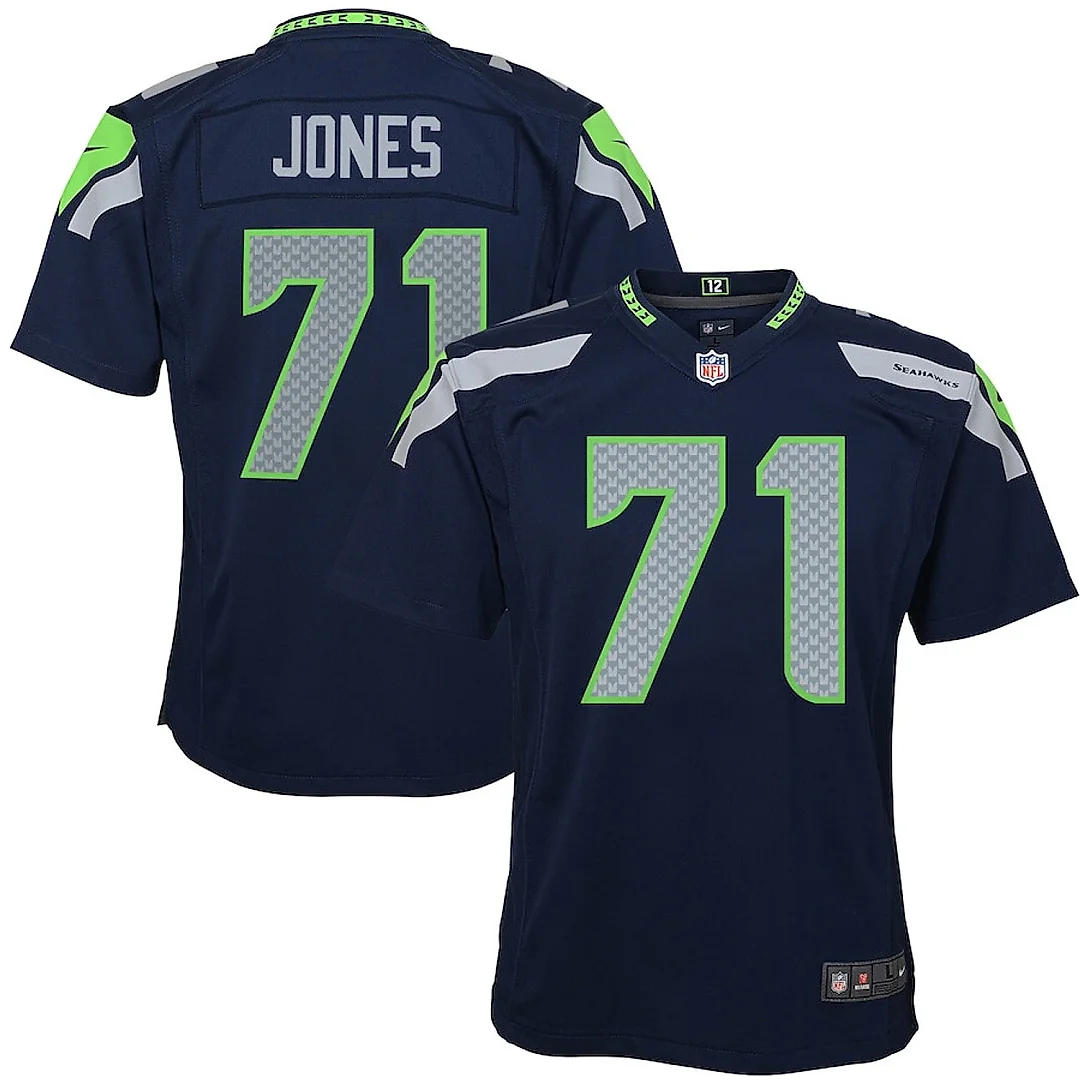 Zennovawear Walter Jones 71 Seattle Seahawks YOUTH Retired Game Jersey - Navy Blue