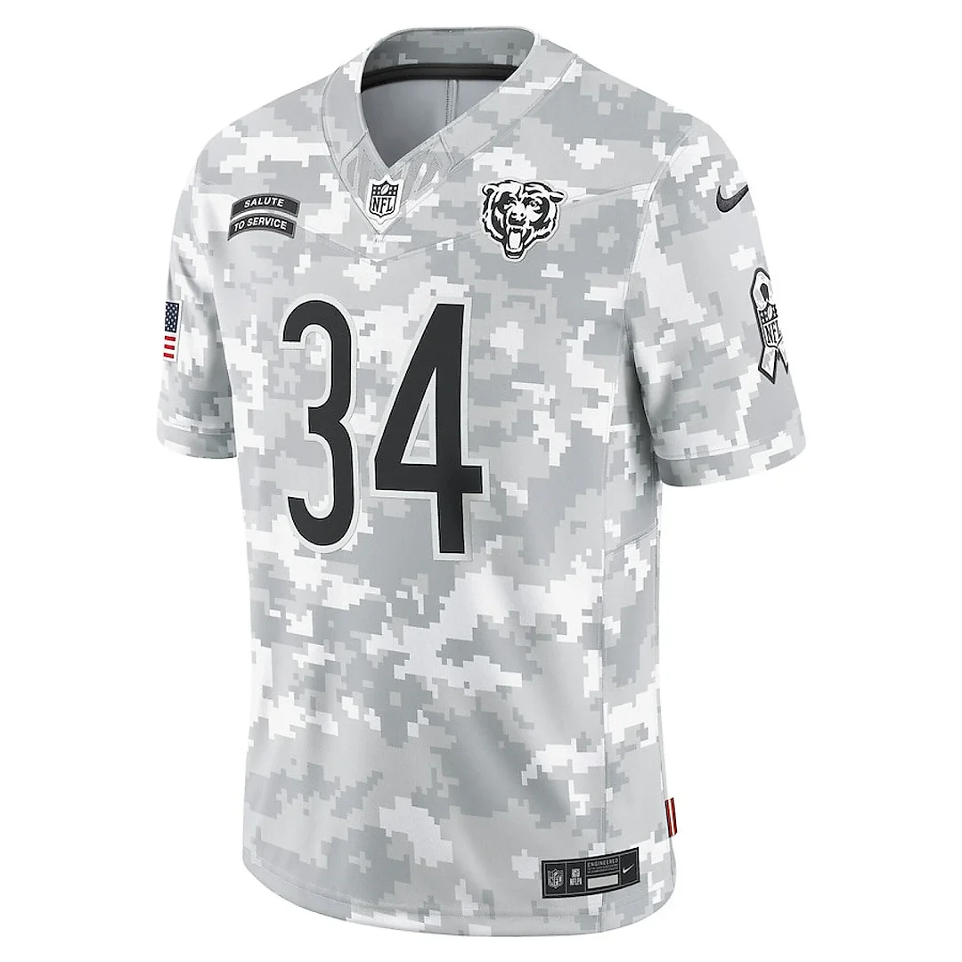 Zennovawear Walter Payton 34 Chicago Bears 2024 Salute to Service Retired Player Limited Men Jersey - Arctic Camo