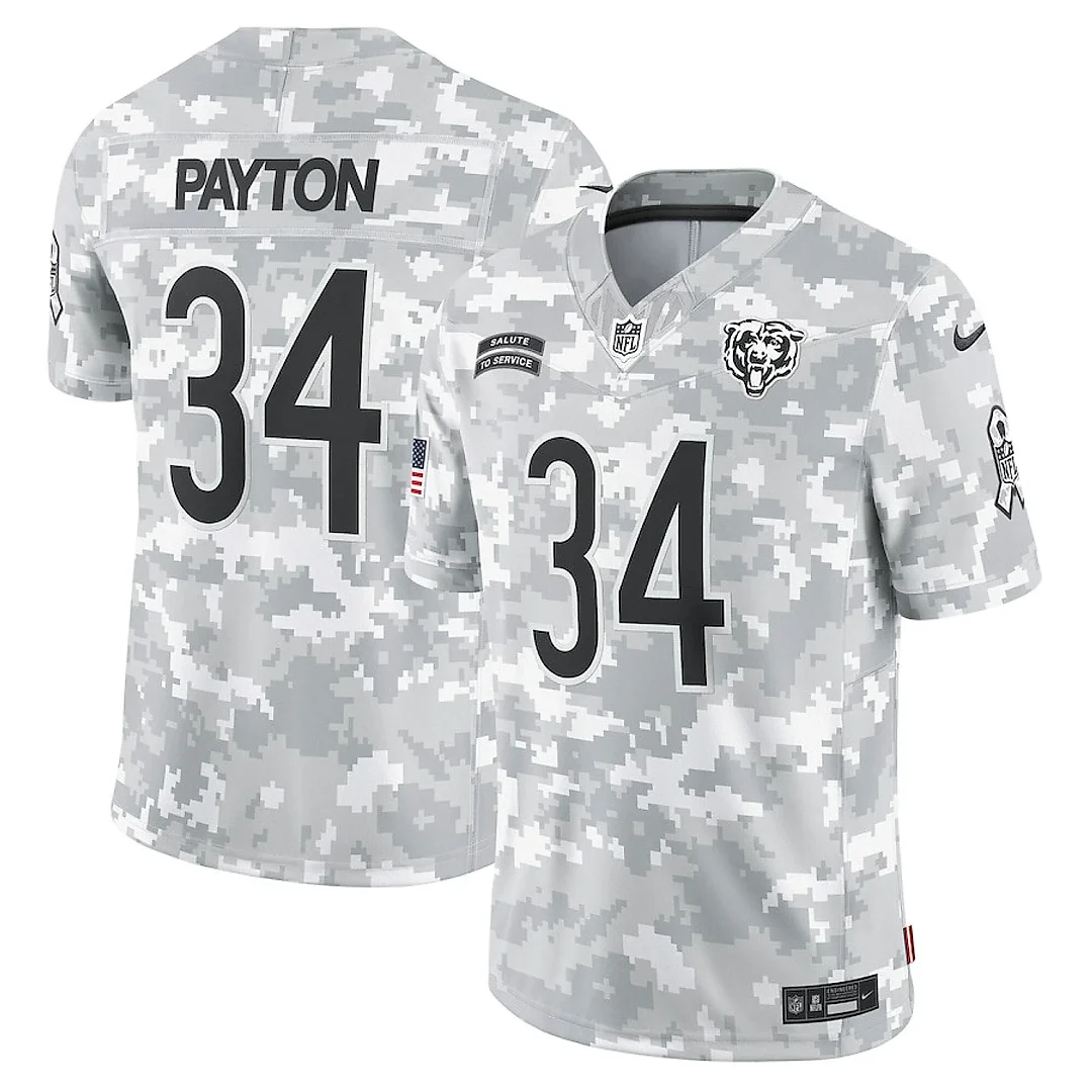 Zennovawear Walter Payton 34 Chicago Bears 2024 Salute to Service Retired Player Limited Men Jersey - Arctic Camo