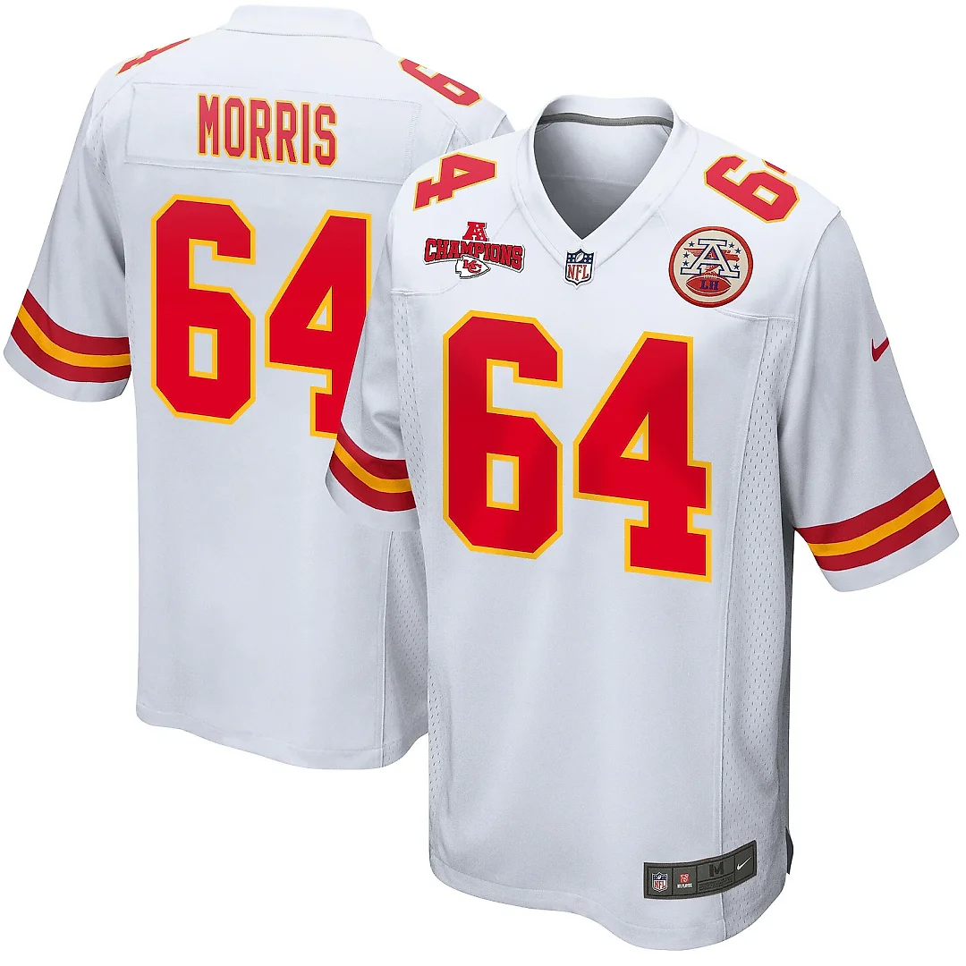 Zennovawear Wanya Morris 64 Kansas City Chiefs AFC Champions Patch Game Men Jersey - White