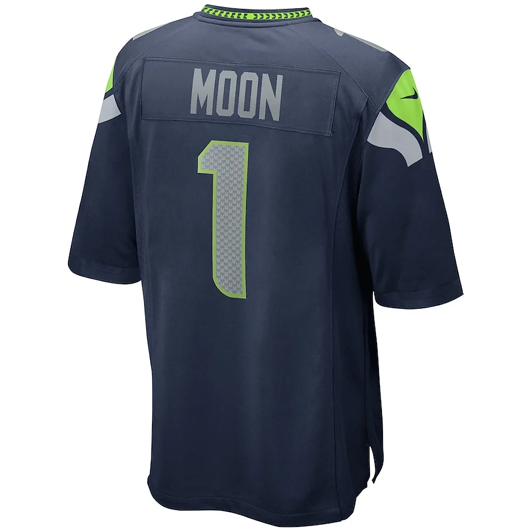 Zennovawear Warren Moon 1 Seattle Seahawks Game Retired Jersey - College Navy