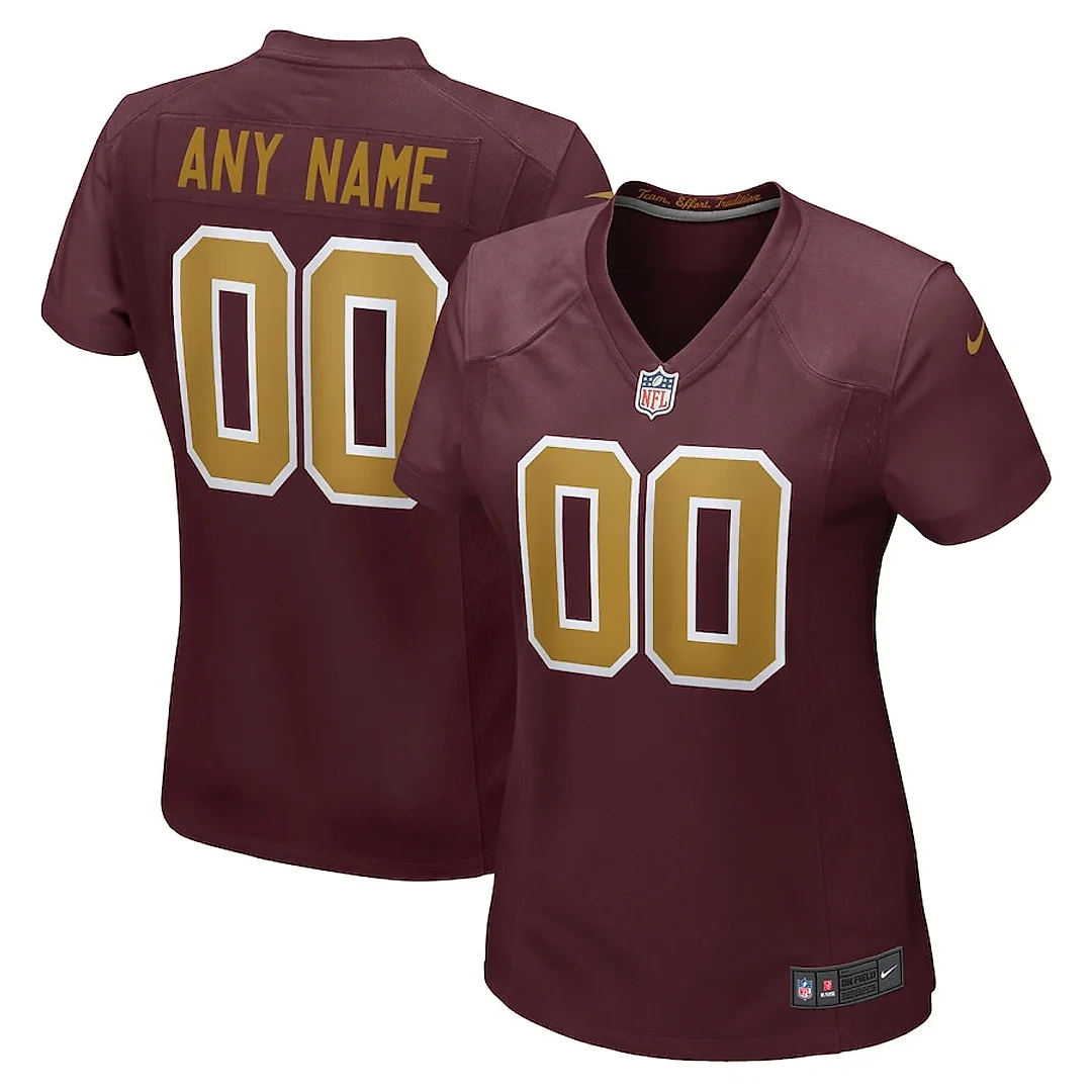 Zennovawear Washington Football Team Women Alternate Custom Jersey - Burgundy