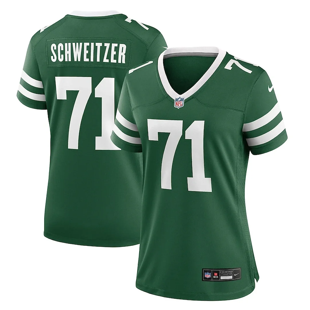 Zennovawear Wes Schweitzer 71 New York Jets Women's Team Game Jersey - Legacy Green