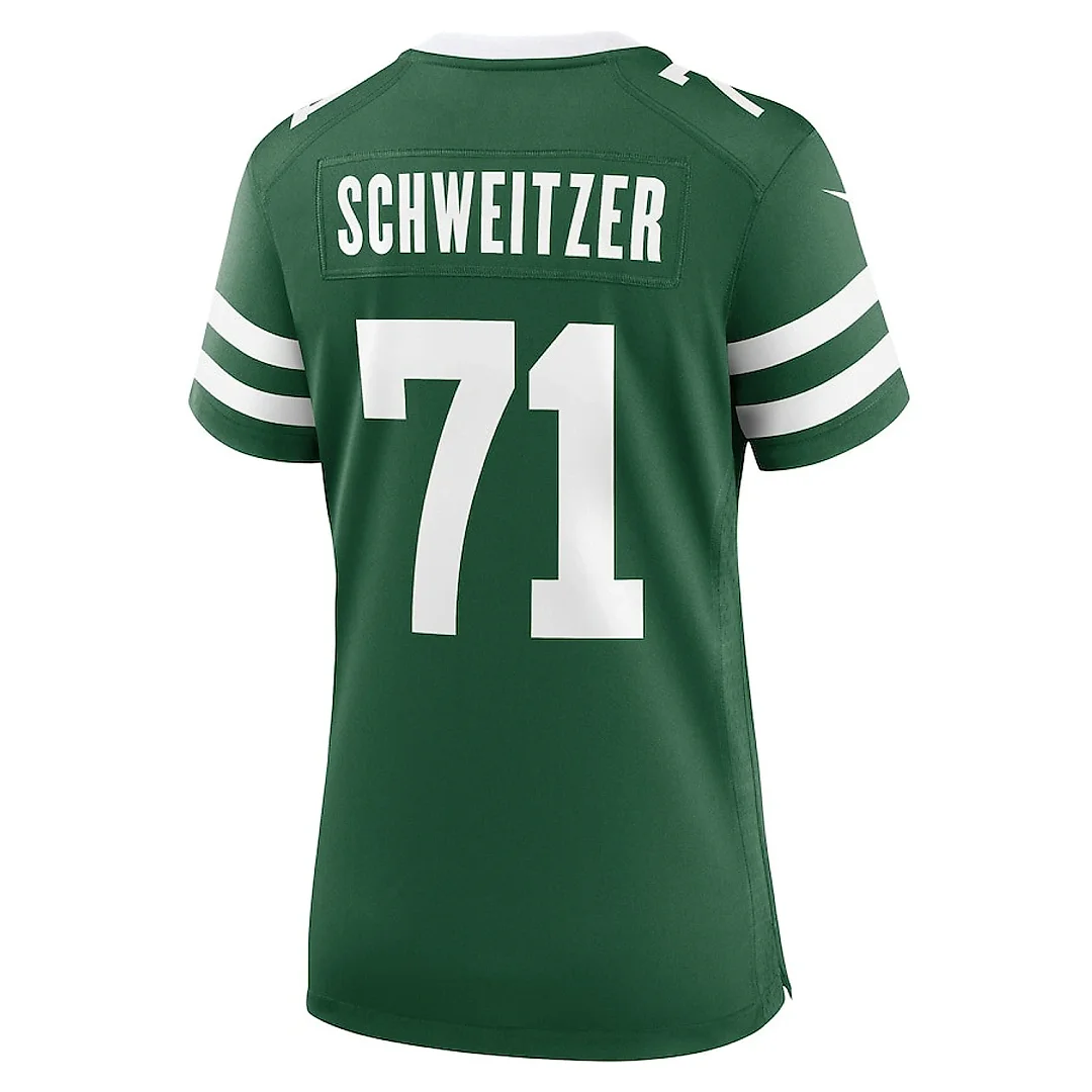 Zennovawear Wes Schweitzer 71 New York Jets Women's Team Game Jersey - Legacy Green