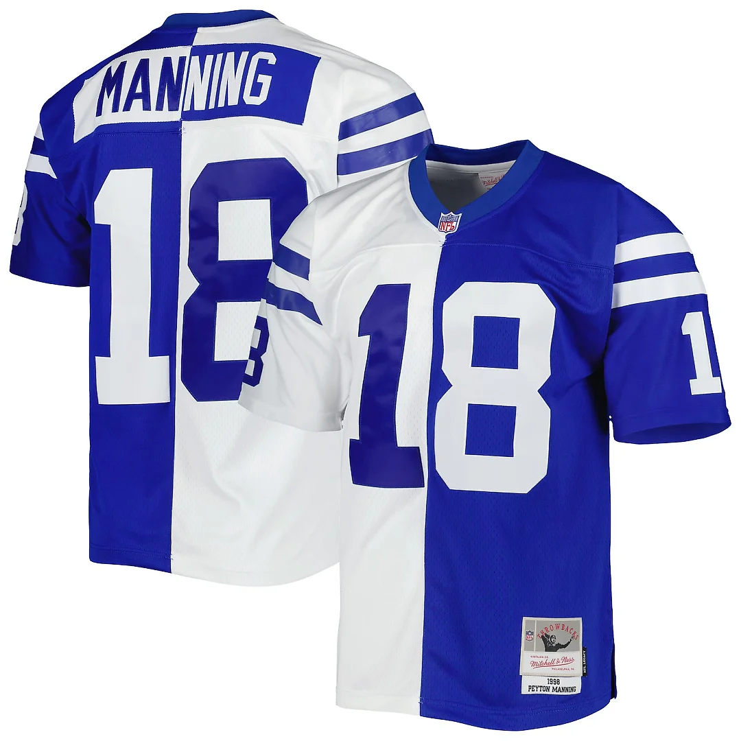 Zennovawear Peyton Manning Indianapolis Colts 1998 Split Legacy Replica Jersey - Royal/White
