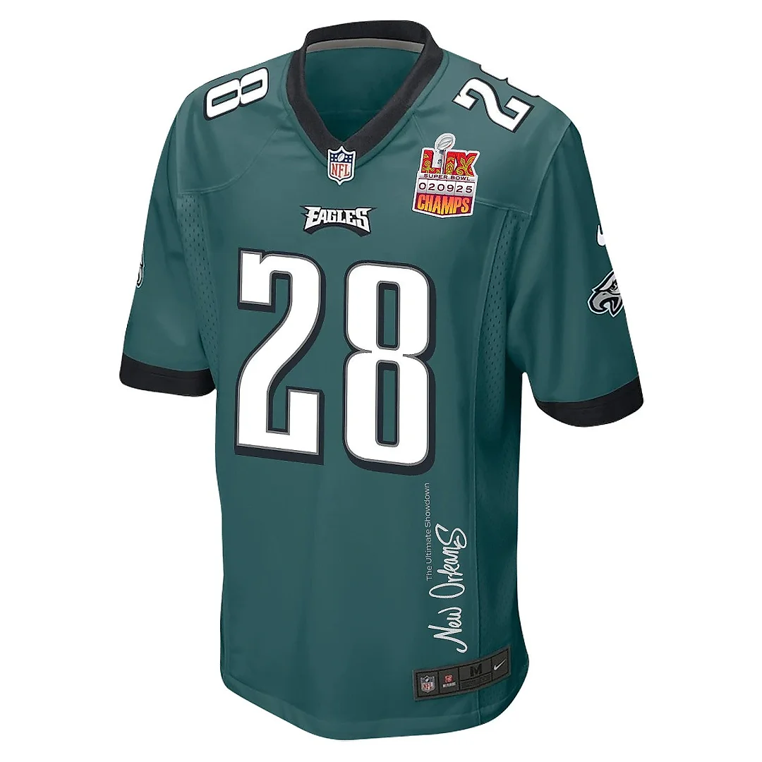 Zennovawear Will Shipley 28 Philadelphia Eagles Super Bowl LIX Champions Patch 'New Orleans - The Ultimate Showdown' EMBROIDERED Game Men Jersey...