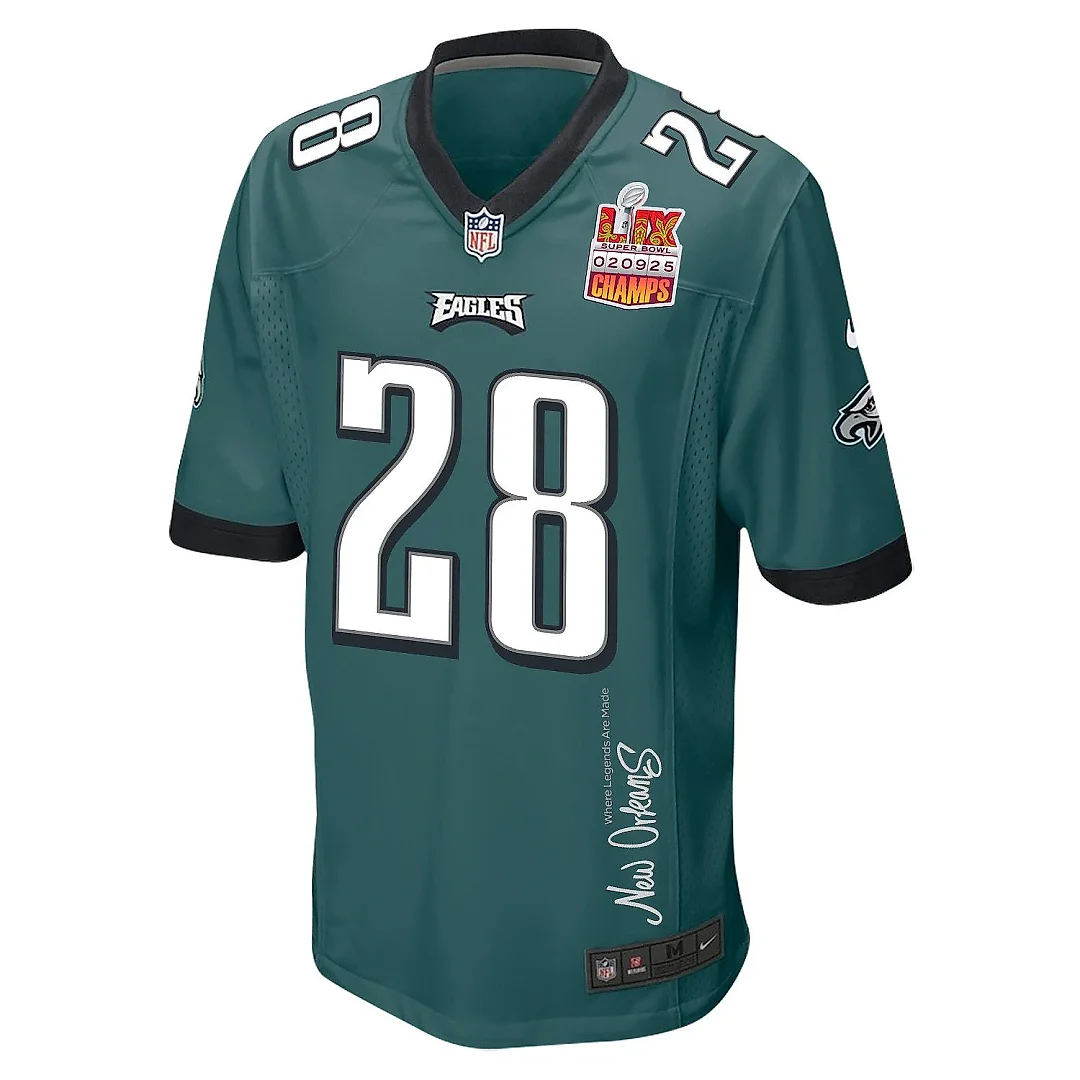 Zennovawear Will Shipley 28 Philadelphia Eagles Super Bowl LIX Champions Patch 'New Orleans - Where Legends Are Made' EMBROIDERED Game Men Jersey...