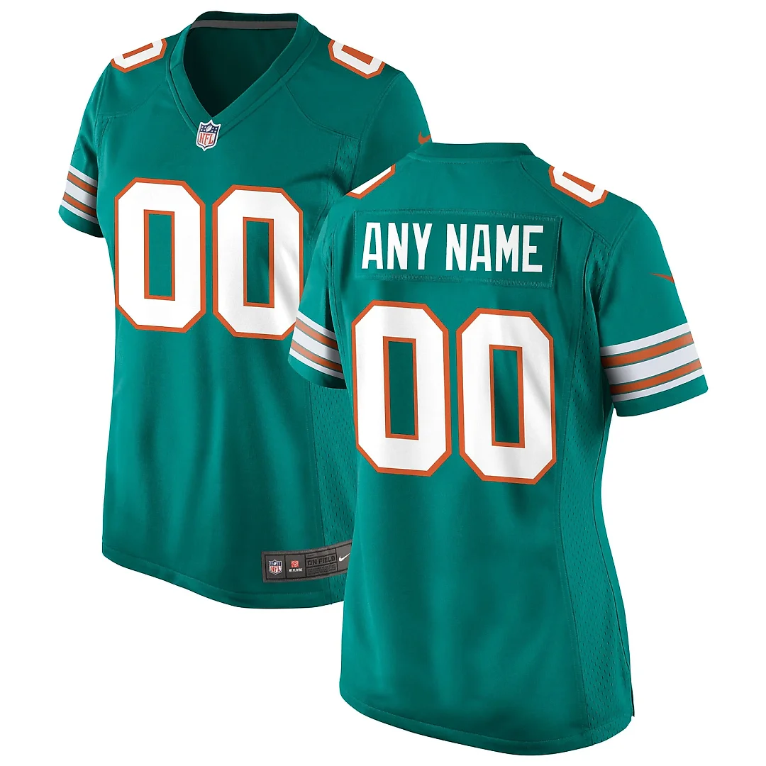 Zennovawear Women's Aqua Miami Dolphins Alternate Custom Game Jersey