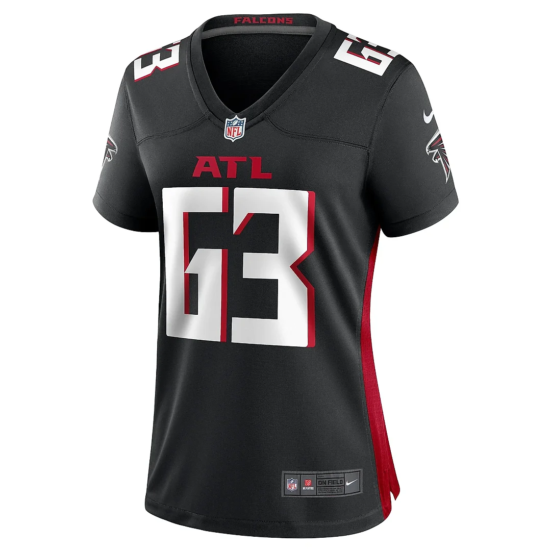 Zennovawear Women's Atlanta Falcons Chris Lindstrom Black Team Game Jersey