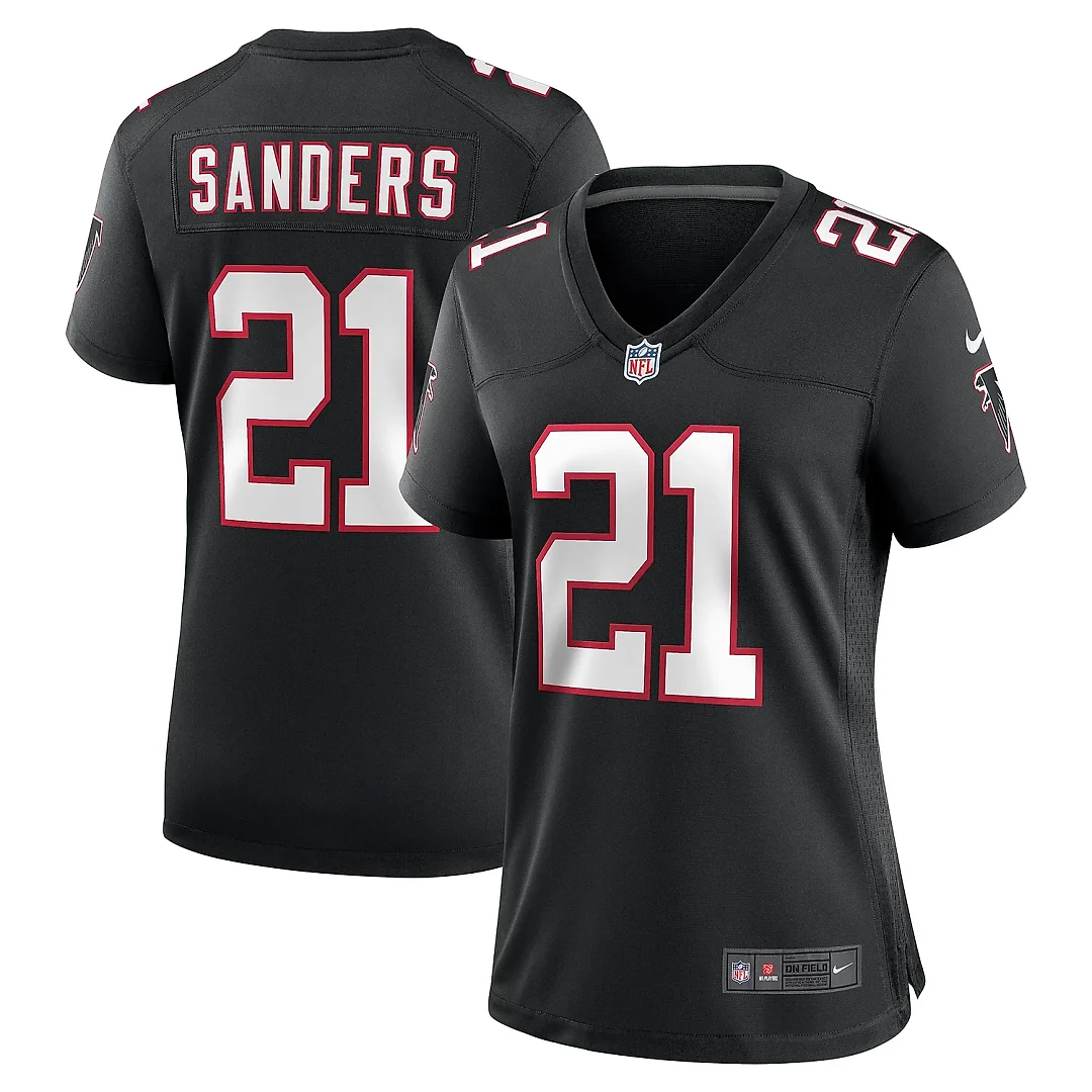 Zennovawear Women's Atlanta Falcons Deion Sanders Black Alternate Retired Player Game Jersey