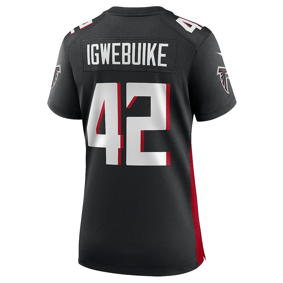 Zennovawear Women's Atlanta Falcons Godwin Igwebuike Black Game Jersey