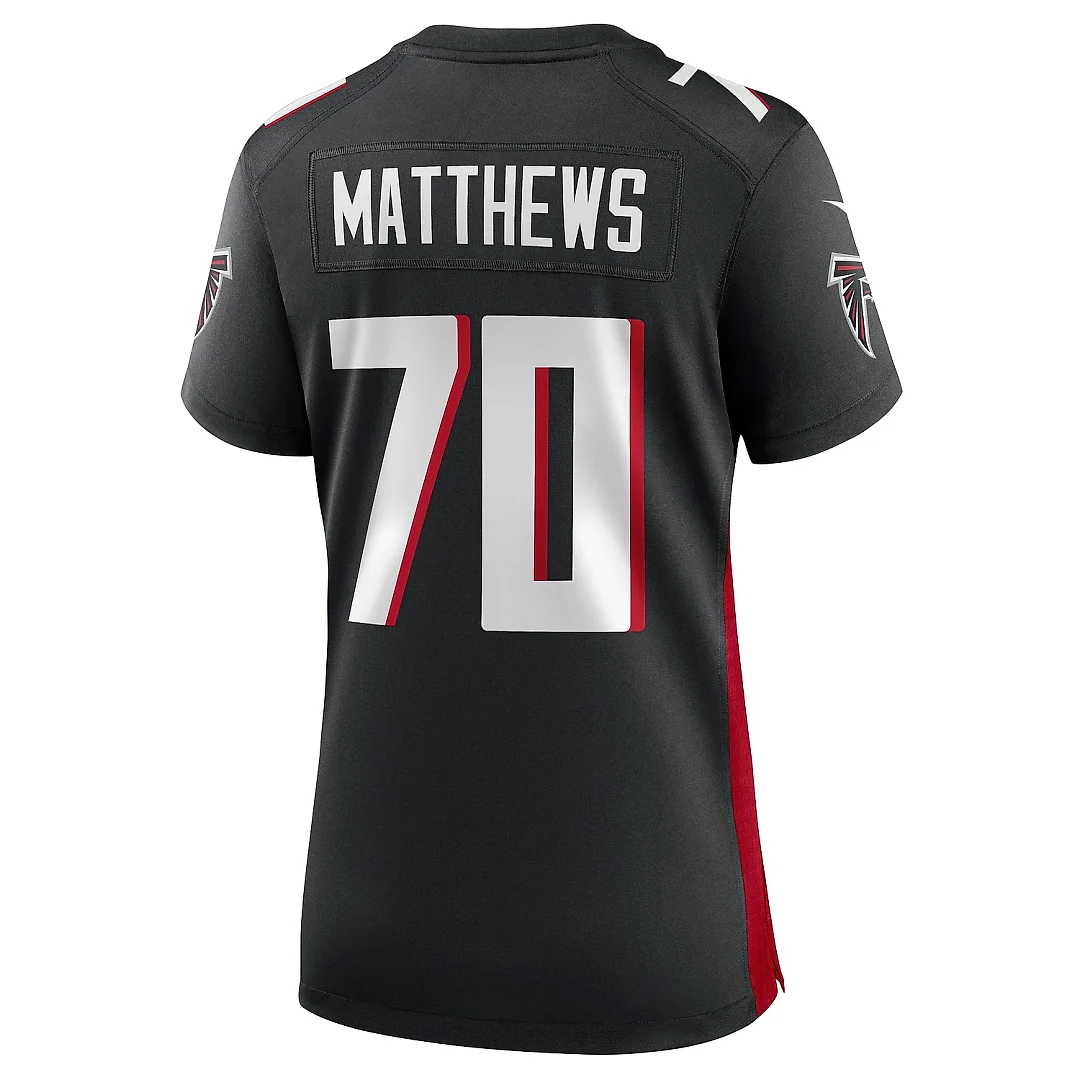 Zennovawear Women's Atlanta Falcons Jake Matthews Black Game Jersey