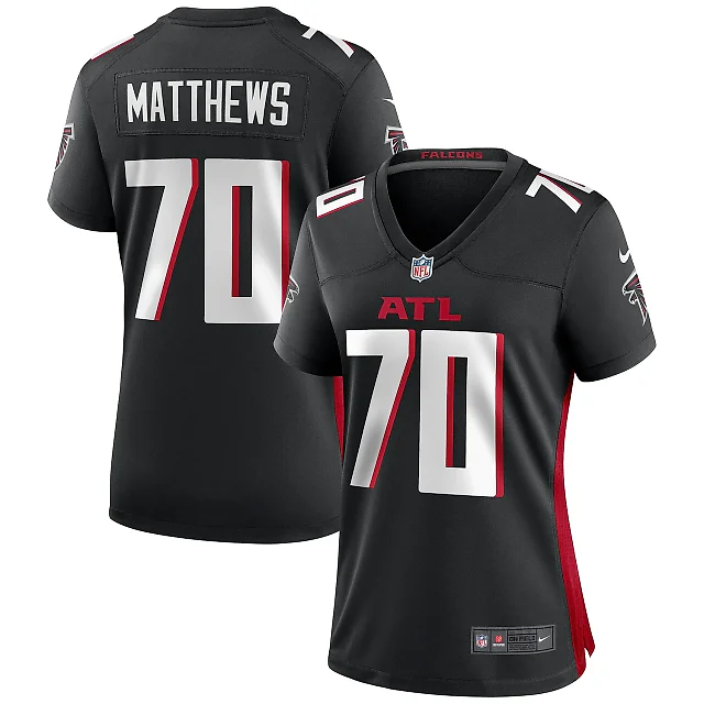Zennovawear Women's Atlanta Falcons Jake Matthews Black Game Jersey