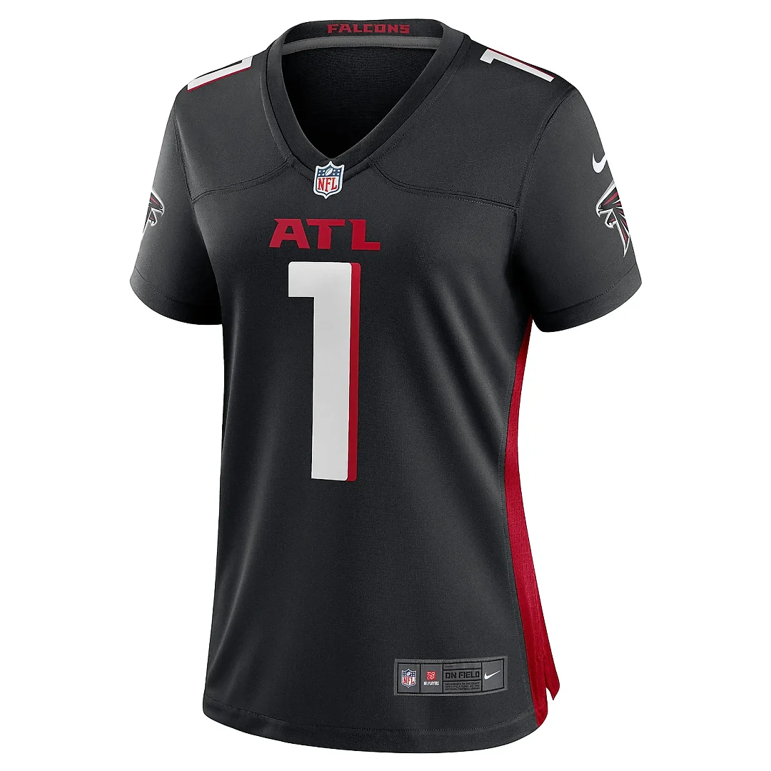 Zennovawear Women's Atlanta Falcons Number 1 Bride Black Game Jersey