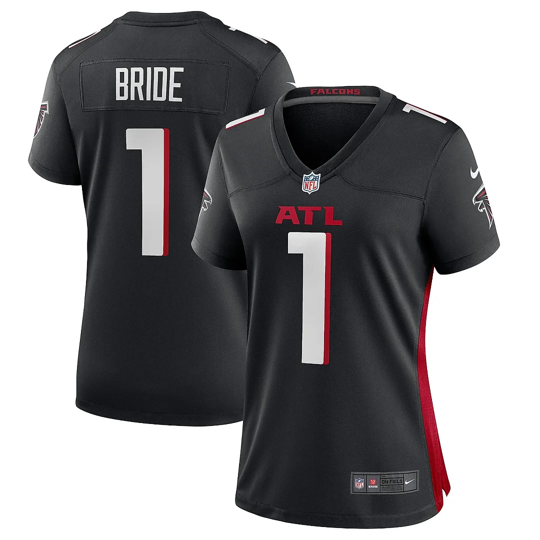 Zennovawear Women's Atlanta Falcons Number 1 Bride Black Game Jersey