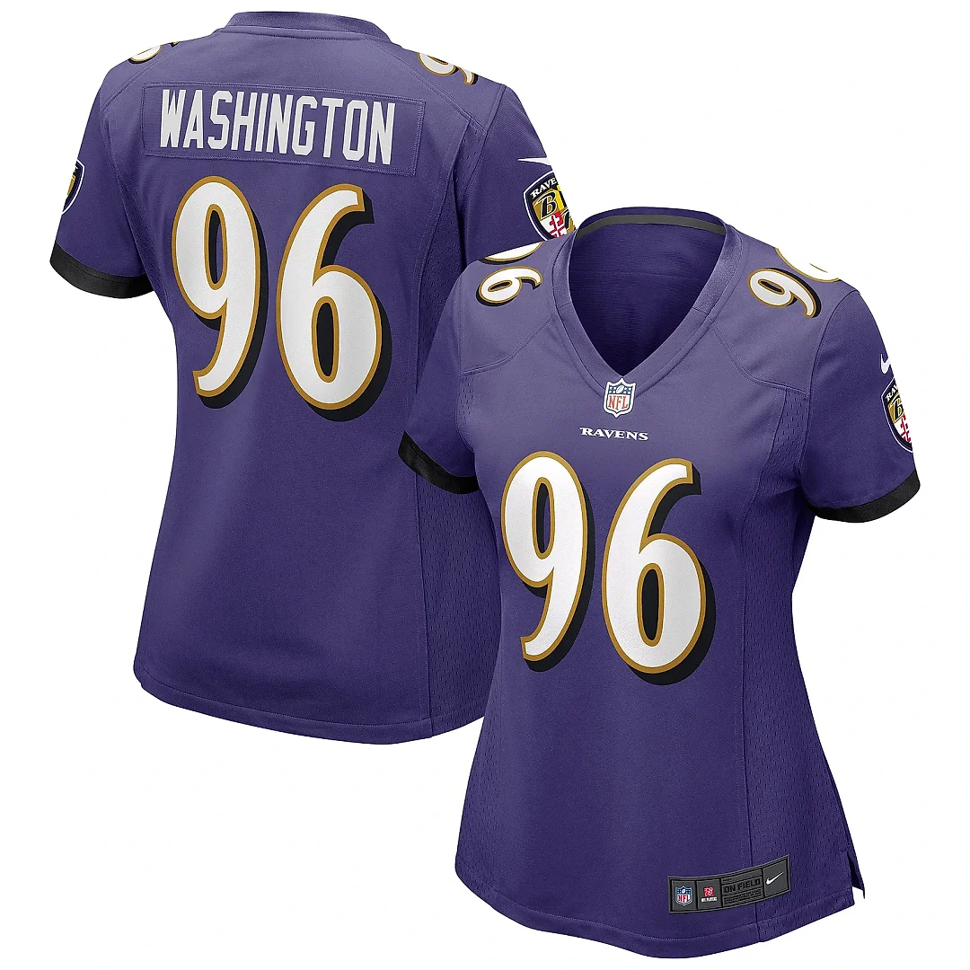 Zennovawear Women's Baltimore Ravens Broderick Washington Purple Game Jersey