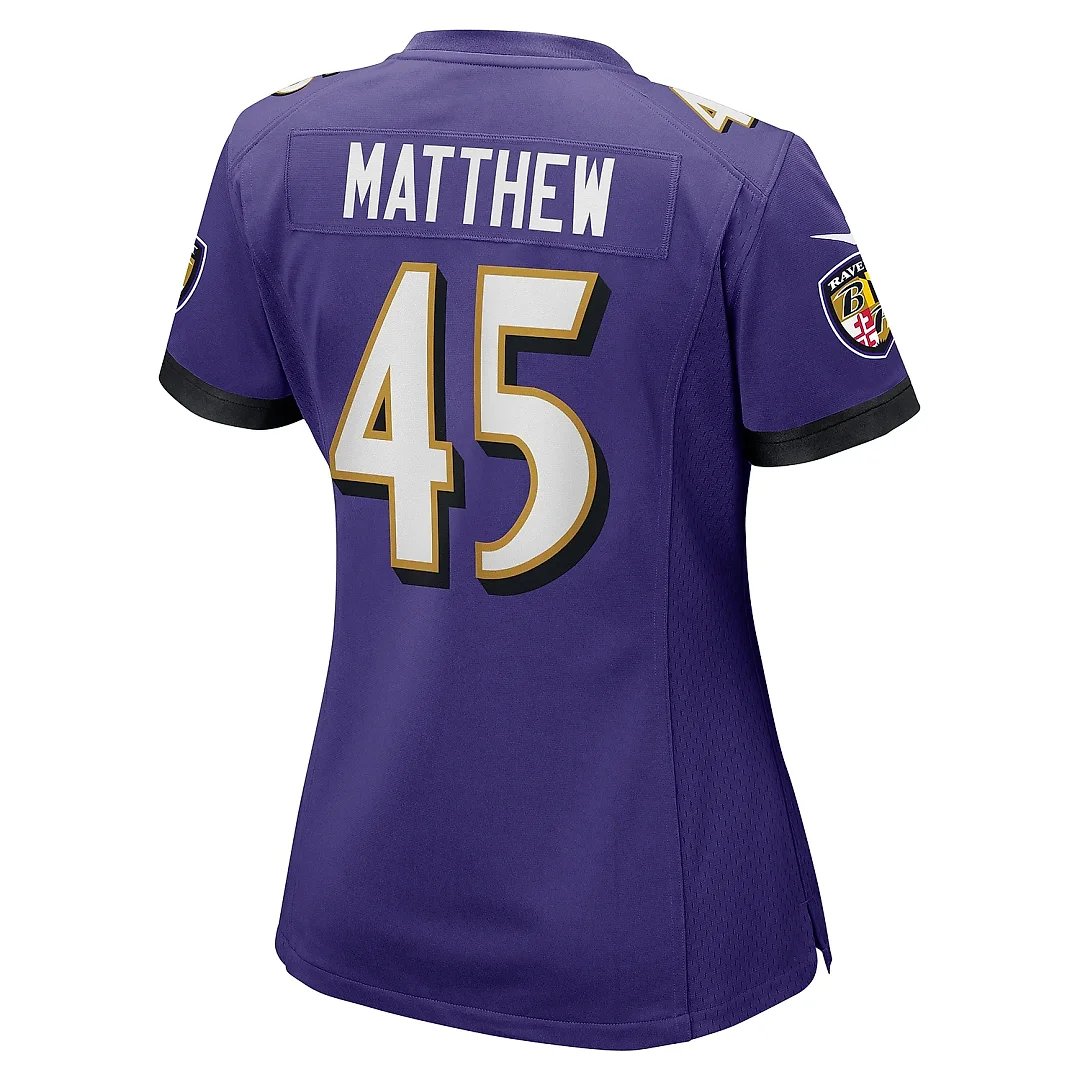 Zennovawear Women's Baltimore Ravens Christian Matthew Purple Game Jersey