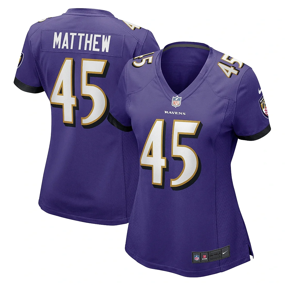 Zennovawear Women's Baltimore Ravens Christian Matthew Purple Game Jersey