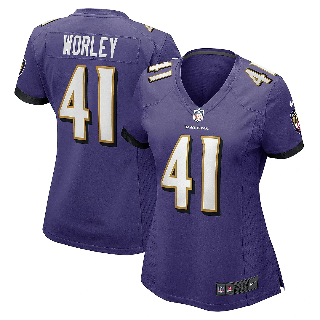 Zennovawear Women's Baltimore Ravens Daryl Worley Purple Game Player Jersey