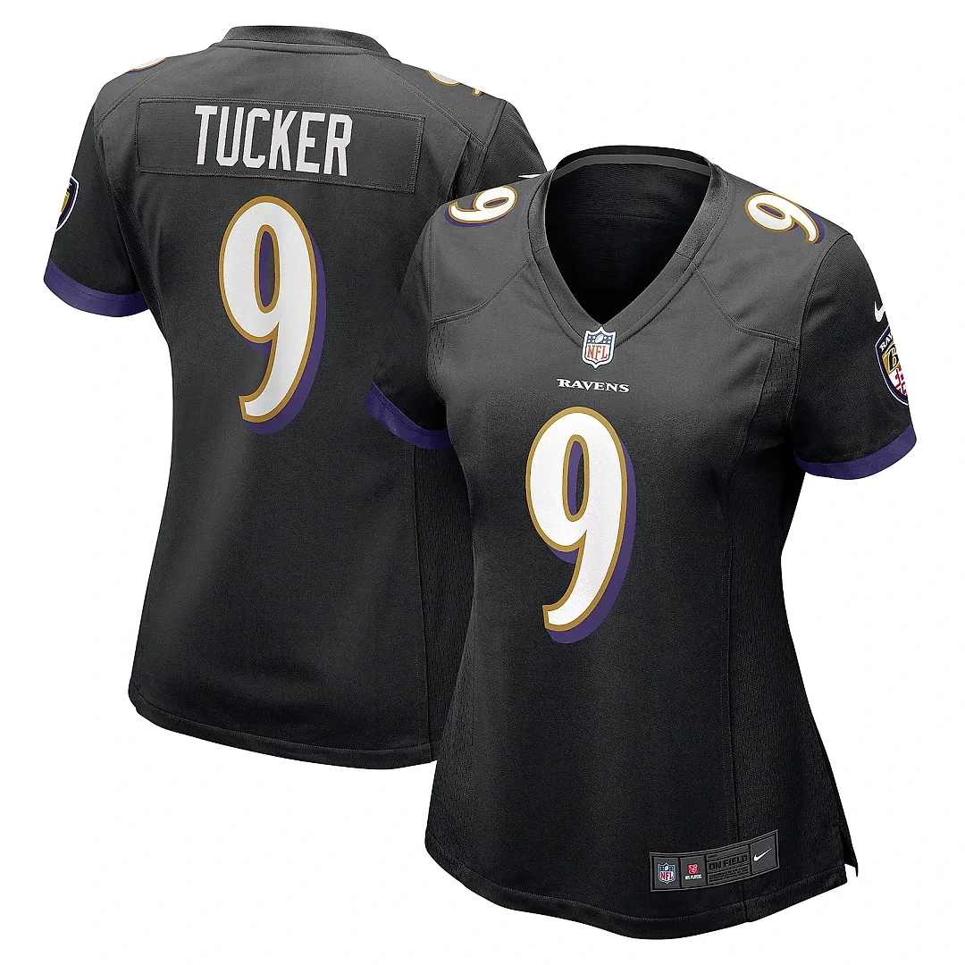 Zennovawear Women's Baltimore Ravens Justin Tucker Black Game Jersey